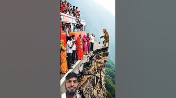 monkey saved the bus creative videography #ai #rescue #trending #viral #animals #bus #monkey