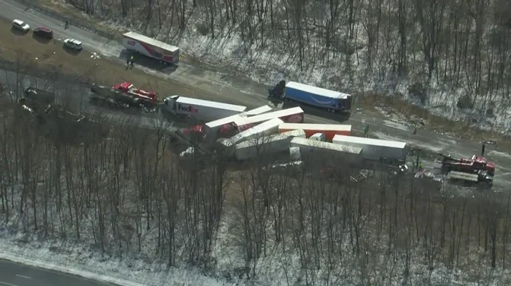 Aerial video shows aftermath of deadly pileup on I-81
