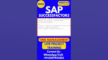 SAP SuccessFactors Time Management Training Tutorial Class 42 3rdJune 2025#sapsuccessfactorstraining