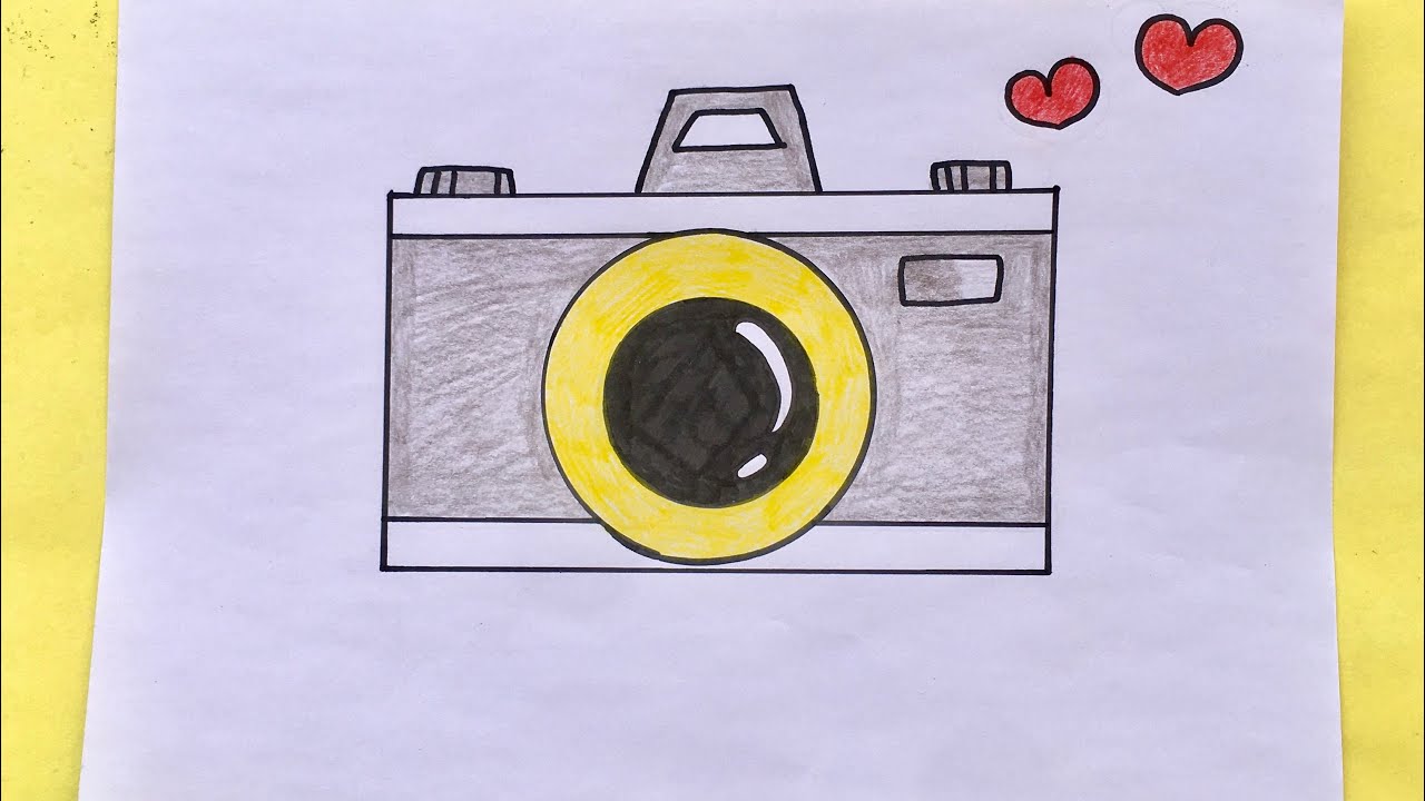تعليم الرسم للأطفال/رسم كاميرا كيوت للأطفال/رسم آلة تصوير للأطفال