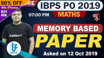 IBPS PO Pre 2019 | Memory Based Paper | Quantitative Aptitude