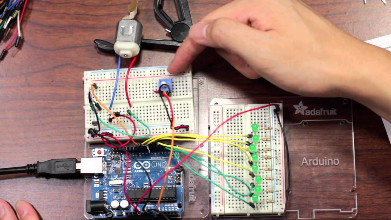 Arduino Project: Potentiometer, Motor, and LEDs - YouTube