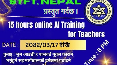 DAY-1 AI  TRAINING FOR TEACHERS  ORGANIZED BY STFT NEPAL BY Shree Krishna Acharya