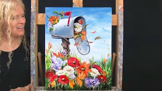 Learn How to Draw and Paint with Acrylics MAILBOX IN AUTUMN-Beginner Painting Tutorial-Time Lapse