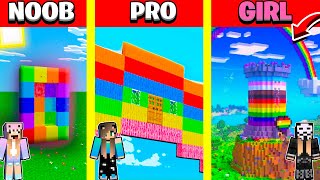 Minecraft Battle: RAINBOW SPECTRITE HOUSE BUILD CHALLENGE - NOOB vs PRO vs GIRL / Animation