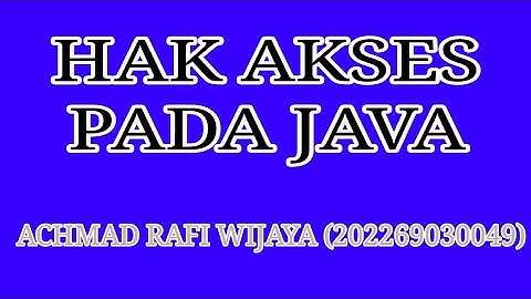 "Hak Akses Pada Java" || Tutorial Netbeans