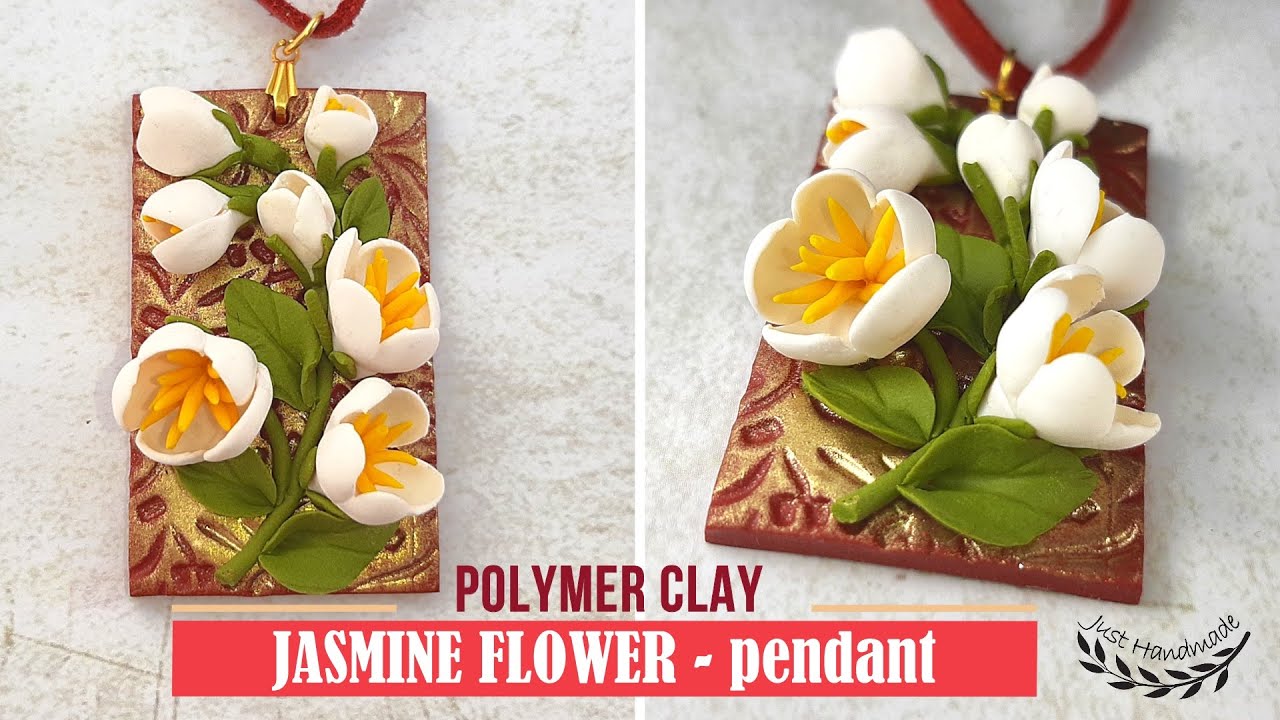 ~JustHandmade~ Polymer clay (Fimo) JASMINE FLOWER - pendant - tutorial ...