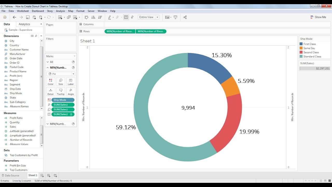 Dual Axis Pie Chart Tableau