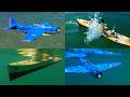 Cardboard ship sinking, Avenger warplanes attacking a destroyer model, miniature World War II