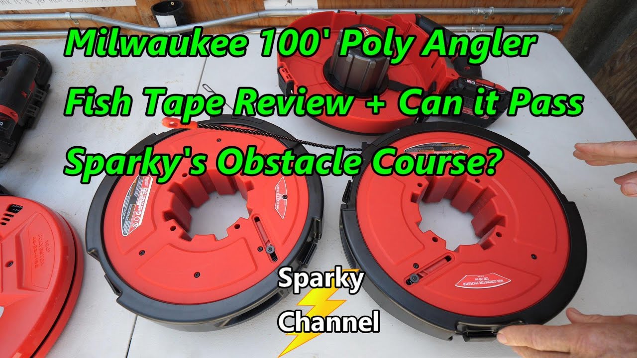 Milwaukee 100' Polyester Angler Fish Tape Review + Can it Pass Sparky's  Obstacle Course? 