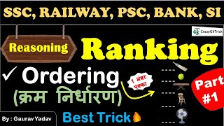 Reasoning : Ranking and Ordering Tricks in Hindi | क्रम व्यवस्थीकरण | Reasoning Series Lecture #19