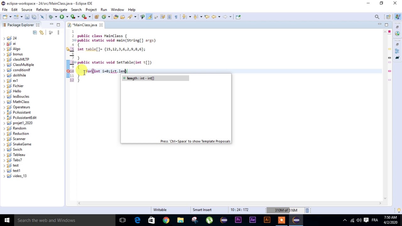 java tuto ep 24 : utilisation des tableaus comme des arguments - YouTube
