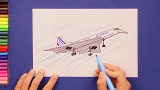 How to draw Concorde Supersonic Plane