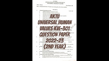 AKTU Universal Human Values KVE-301|| Question Paper 2022-23 #shorts #btech #exam #uhv #aktu