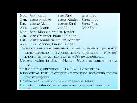Видеоурок по теме: "Отрицательные, вопросительные и относительные местоимения" #немецкийязык