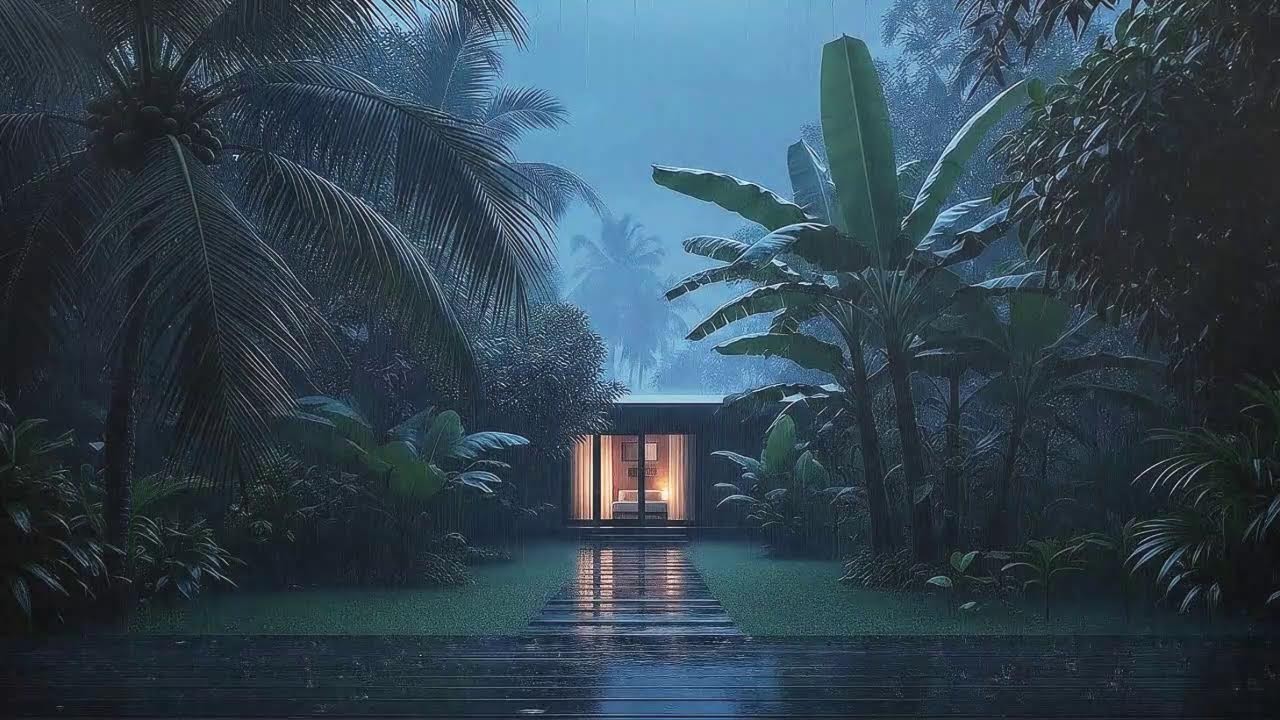 Sleep Faster with Warm Rainfall and Soft Rumble at Wooden Cabin Terrace 🌧️