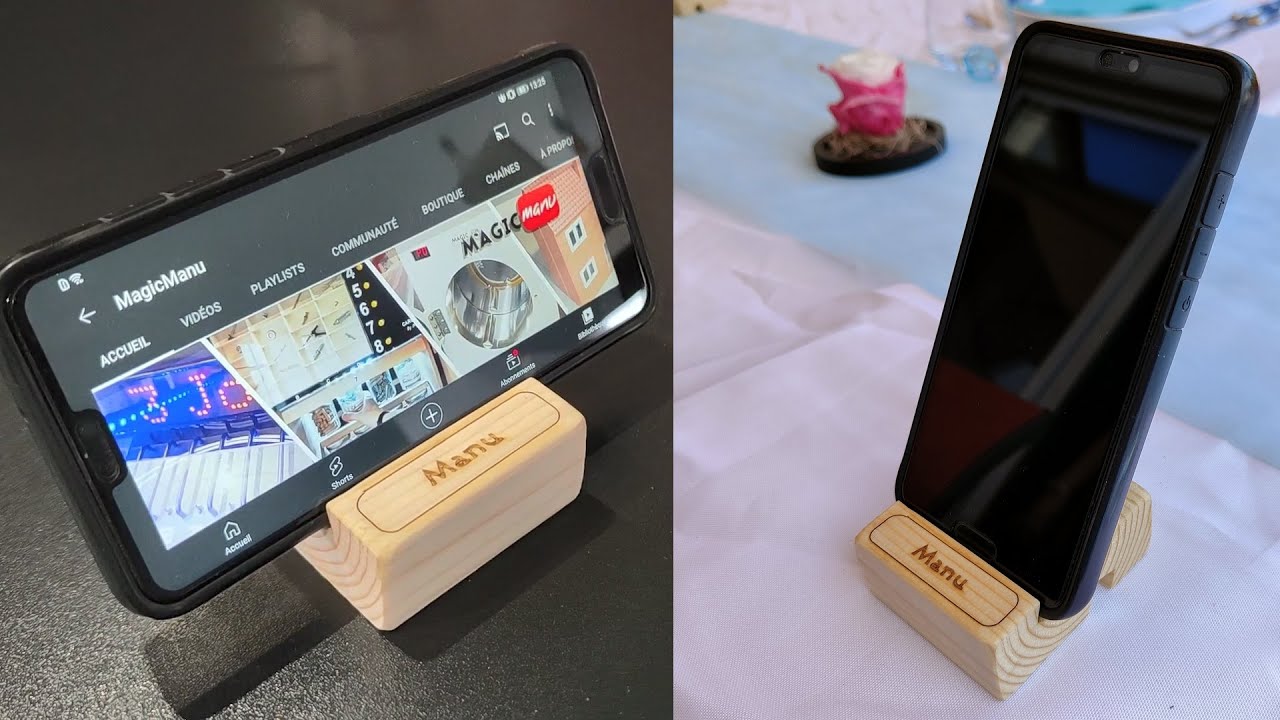 Petit support pour smartphone en bois