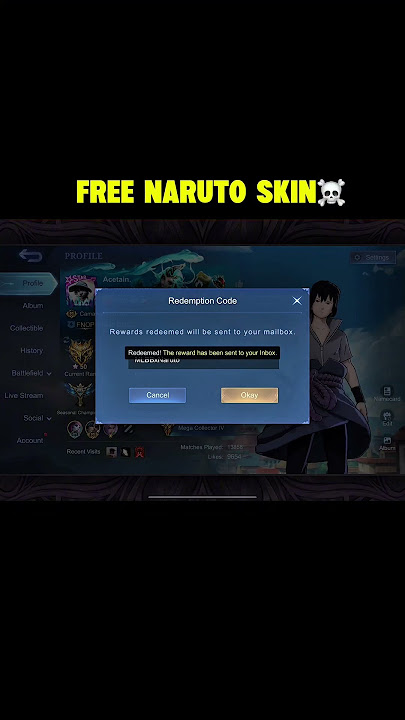 HOW TO GET NARUTO SKIN FOR FREE☠️ #mlbb #mlbbxnaruto