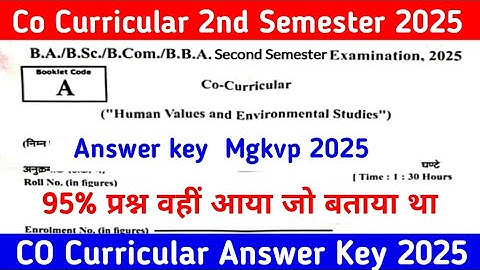 CO Curricular 2nd Semester Answer Mgkvp 2025 | Human Values and environment studies mgkvp answer key