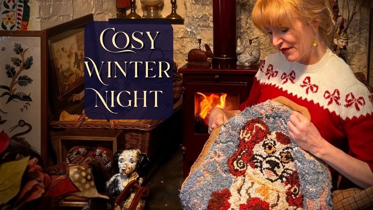 Уютный зимний вечер у камина в моем коттедже | Тряпичные коврики и стаффордширские собаки