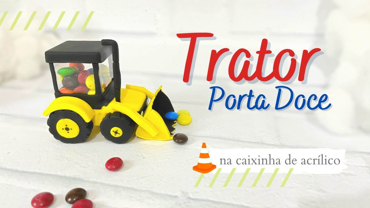 Diy TRATOR PORTA DOCE | com caixinha de acrílico e biscuit