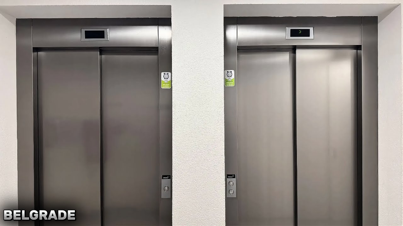 2x HIGHRISE, WEIRD & DIFFERENT Amazing New ORONA 3g10 Lifts at Bore Markovica 14, Belgrade, Serbia