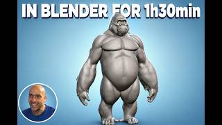 Sculpting a gorilla in Blender for around 1 h 30 min