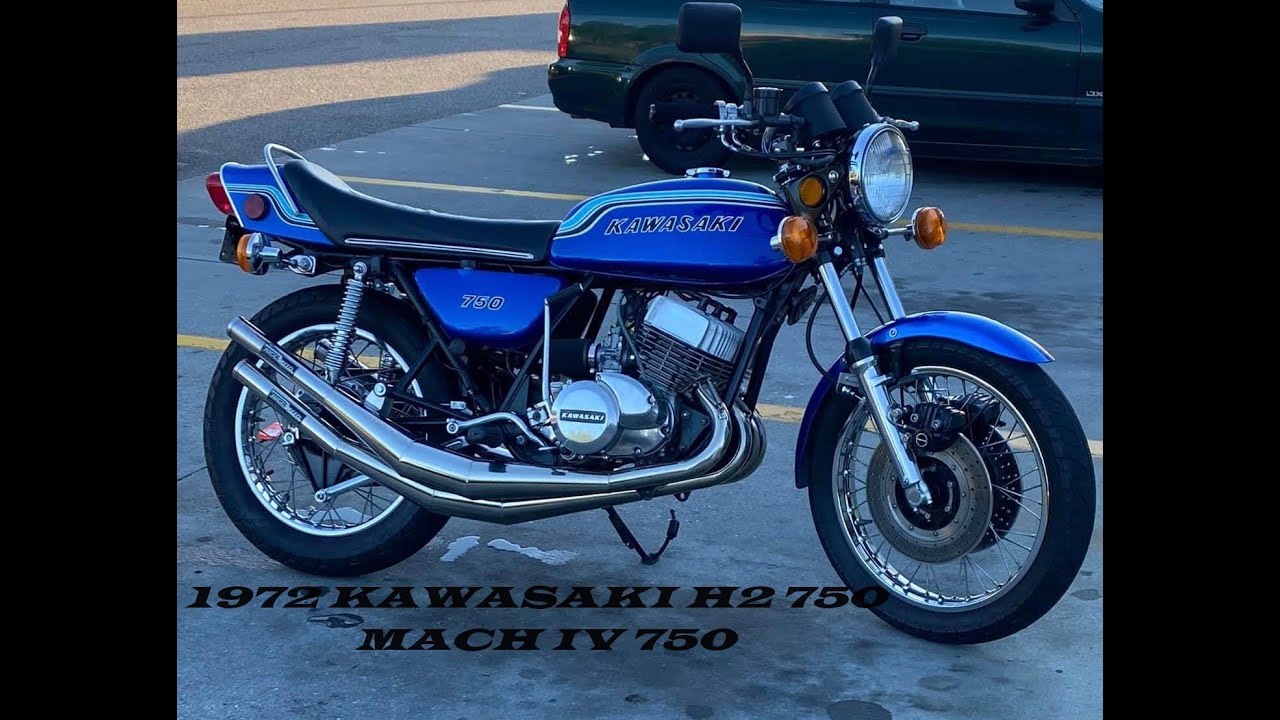 1972 Kawasaki H2 Mach IV 750 in Pearl Candy Blue, clean running