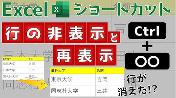 行の非表示/再表示【Ctrl+9】【Ctrl+Shift+9】