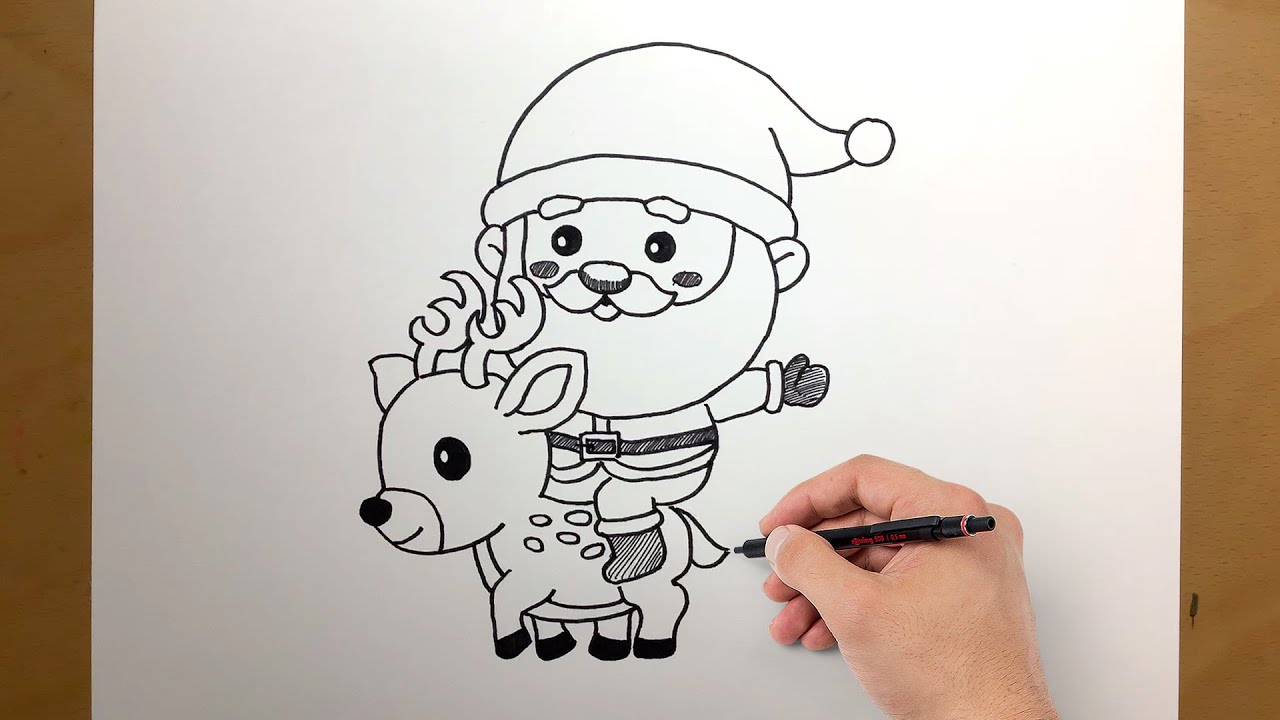 How To Draw Santa Claus And His Reindeers Easy Step By Step Tutorial ...
