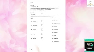 KET 6, Test 3, Part 2 Listening A2