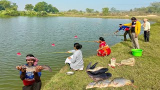 Fishing Video Traditional Three Fisherman Is Fishing In The Village Pond Amazing Hook Fishing