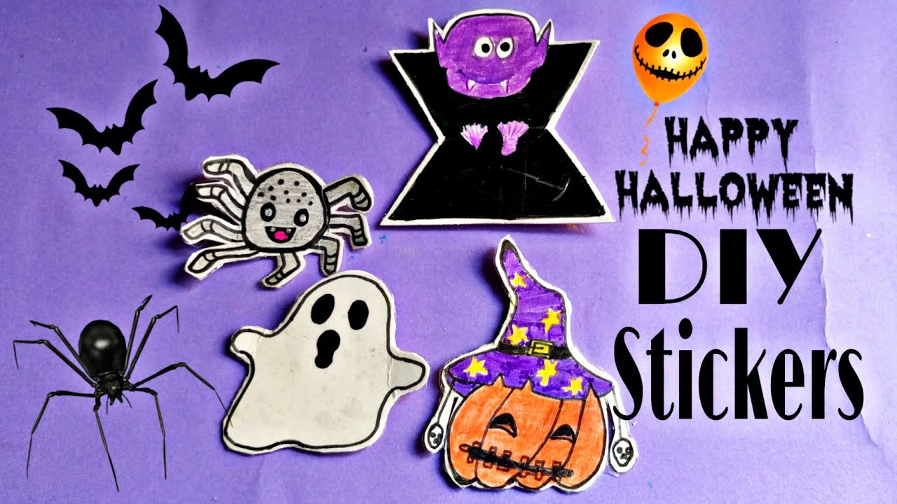 How to make Halloween Stickers |Paper Crafts for school 