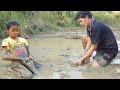 Catching a lot catfish In dried Lake by hand In Life Adventure