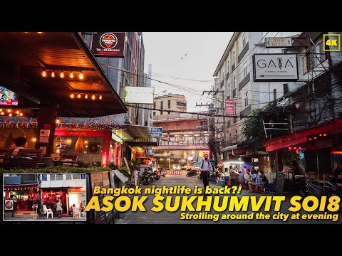 Walking around SUKHUMVIT SOI8 in the evening. Restaurant & COFFEE & BAR situation