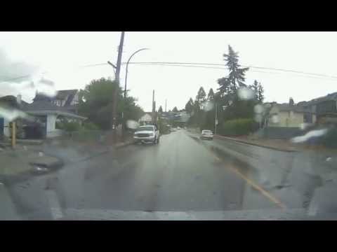 Vancouver BMW M5 crashes into a bus stop fail