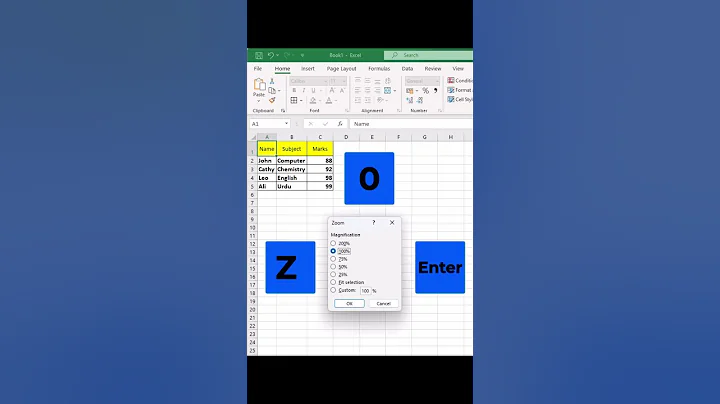 shortcut key of zoom in excel #exceltricks #shortsvideo