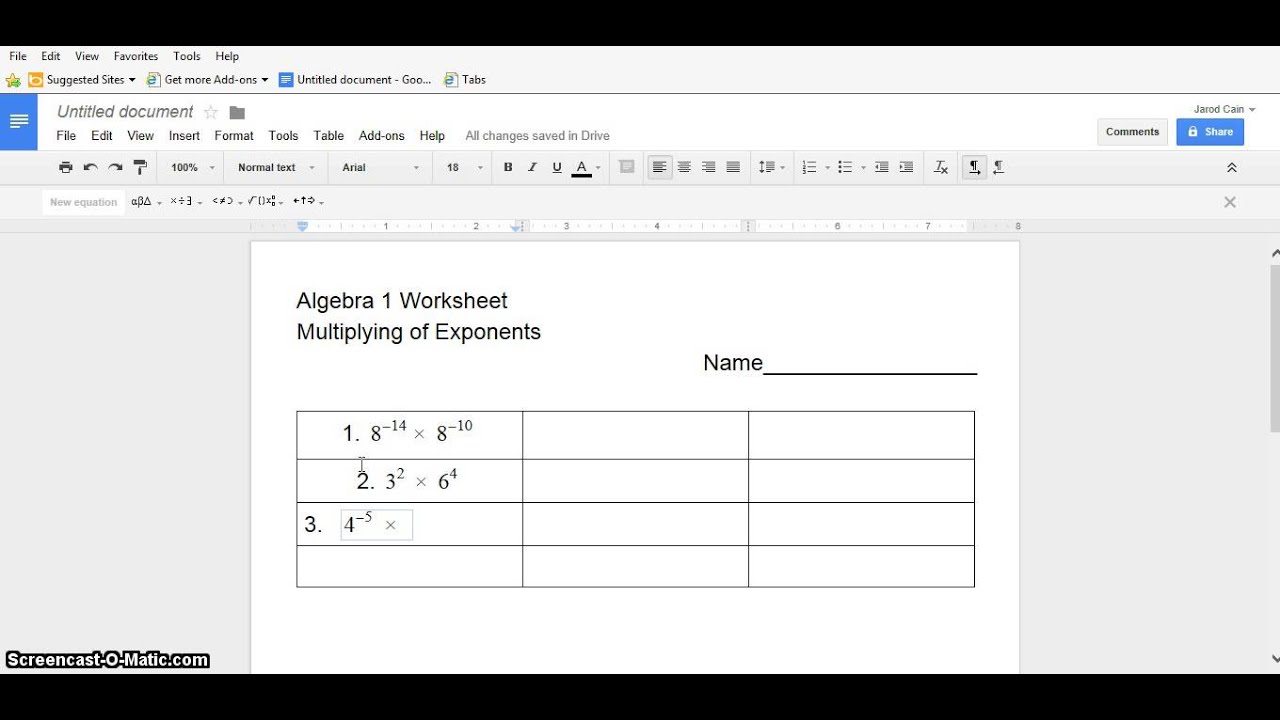 Inserting Exponents - Google Drive Tutorial