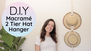 Macrame Hat Hanger 2 Tier | DIY Boho Double Hat Holder