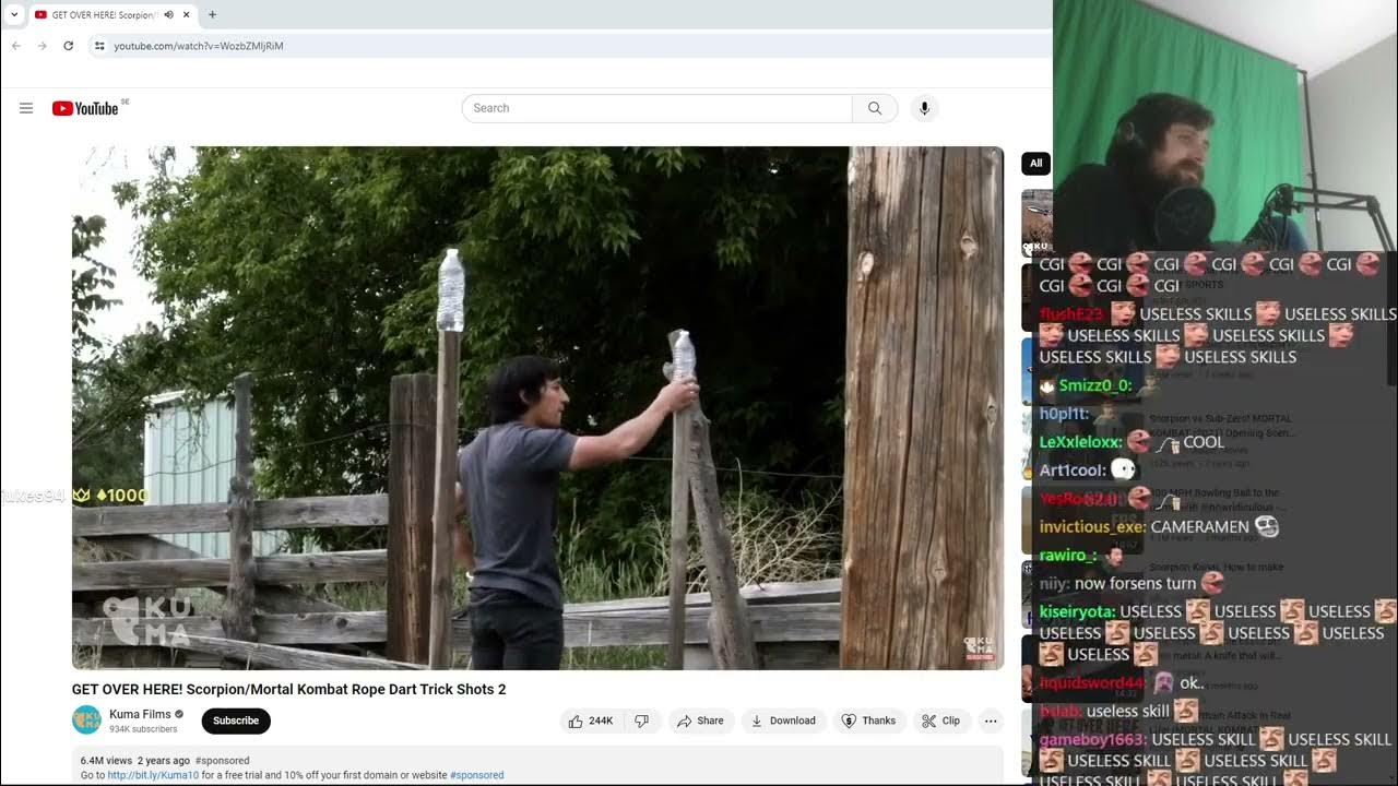 Forsen Reacts to GET OVER HERE! Scorpion/Mortal Kombat Rope Dart Trick