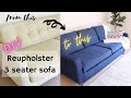 DIY REUPHOLSTER 3 SEATER SOFA from fixed to removable covers