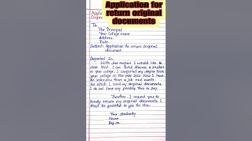 Application for return of original documents