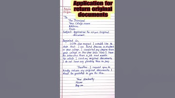 Application for return of original documents
