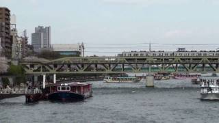 カモメと船と東武電車隅田川界隈