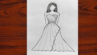 How to draw a barbie girl 💕 Barbie dress drawing 💕Barbie girl drawing easy💕