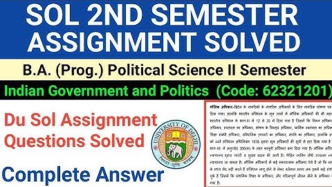 Indian Government and Politics 2nd Semester Assignment Solved |Indian Government and Politics Answer