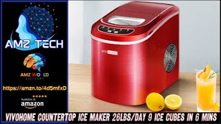 Describing VIVOHOME Countertop Ice Maker 26lbs/Day 9 Ice Cubes in 6 Mins, Amazon