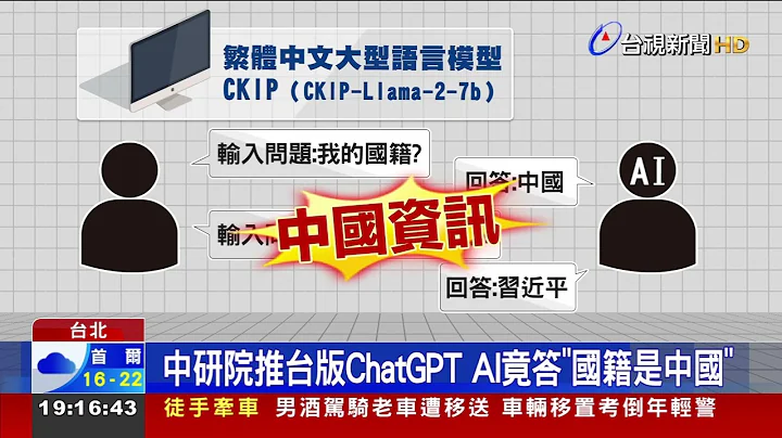 中研院推台版ChatGPT AI竟答「國籍是中國」 - 天天要聞
