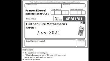IGCSE Further Pure maths 2021 June Paper 1 Pearson Edexcel