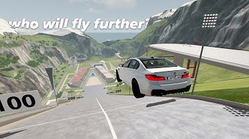 Which  Mod Can Fly The Furthest On Car Jump Arena?  - BeamNG Drive Mods